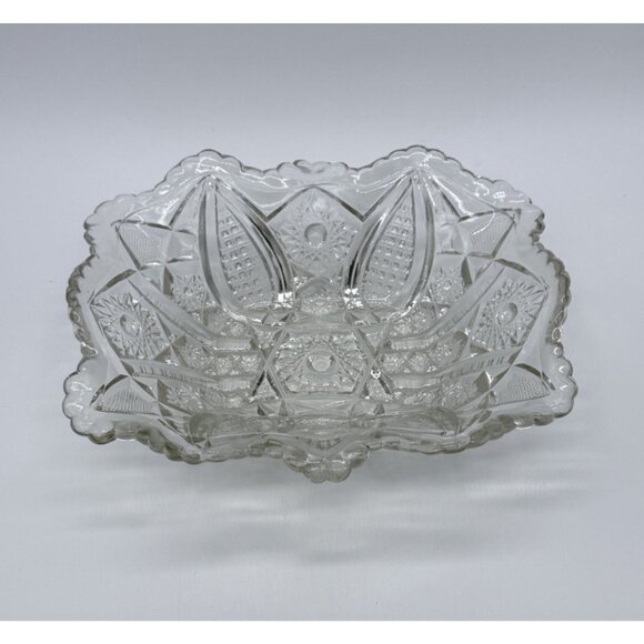 Indiana Glass Company Paneled Daisy & Finecut Clear Lg Rectangular  Dish 10” - Picture 3 of 9